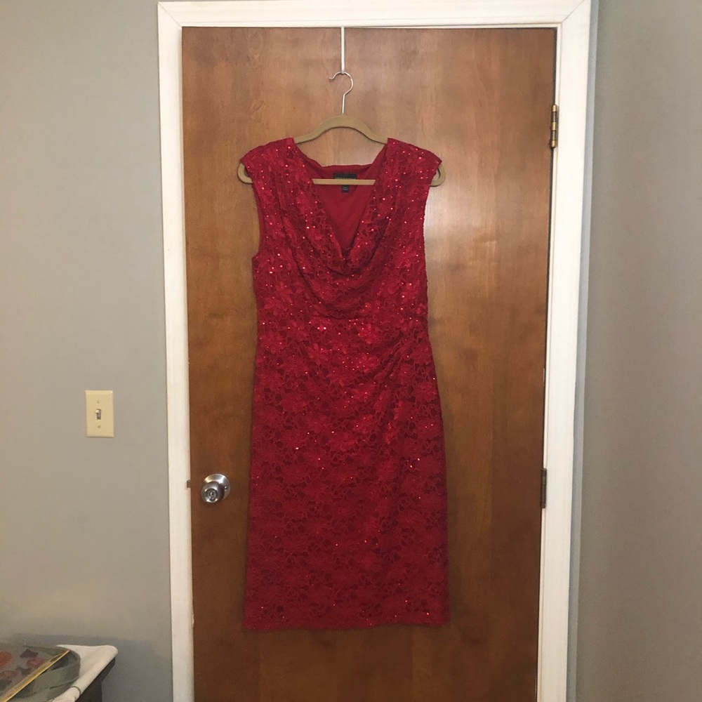 Connected Apparel Red Lace Dress